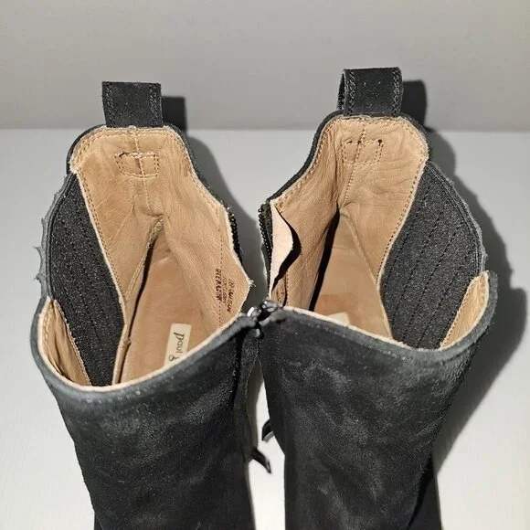 NEW Paul Green Sante Zip Ankle Bootie Western Black Suede UK Size 7